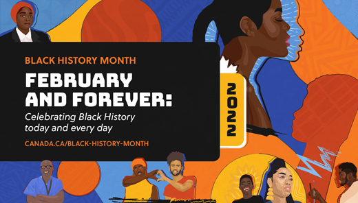 English poster with the text Black History Month 2022. February and Forever: Celebrating Black History today and every day.