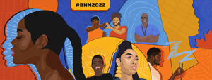 Facebook version of the Black History Month with the text hashtag BHM2022