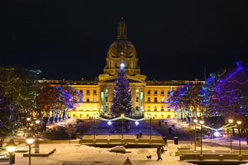 Lumières de Noël Edmonton (Alberta) : Devant du Palais de la Législature