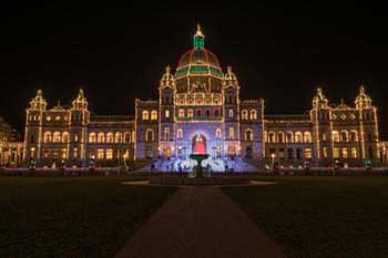 Christmas lights Victoria (British Columbia): Close-up of Legislature Building