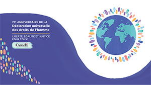 Arrière-plan virtuel en français pour les vidéoconférences du 75e anniversaire de la Déclaration universelle des droits de l’homme