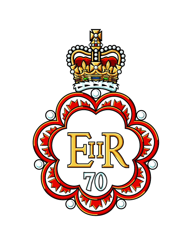 Full-colour illustration of the Canadian Platinum Jubilee emblem