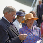 Queen Elizabeth II standing beside Governor General Roméo LeBlanc.