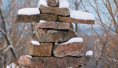 Photo of a stone inukshuk.