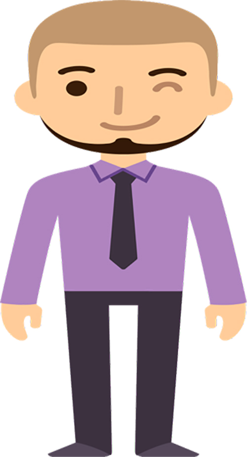 This image is a cartoon icon of a younger man winking.
