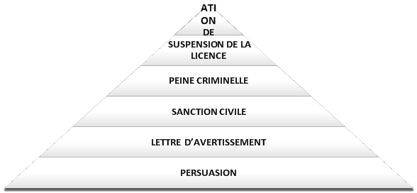 Une pyramide d'application illustrant les différents niveaux de réglementation adaptée