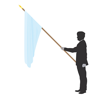 Figure showing the dipping of a flag, inclined at a 45-degree angle.