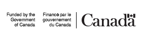 Example of wordmark with acknowledgement text. English in left column, French in right column.