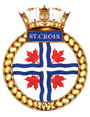 Badge of the HMCS St. Croix. HMCS stands for Her Majesty's Canadian Ship.
