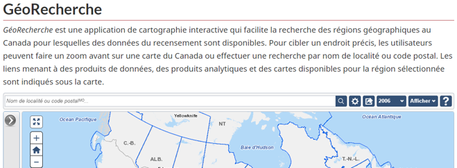 Capture d'écran de l'application GeoSearch