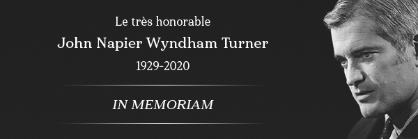 John Turner avec texte Le très honorable, John Napier Wyndham Turner, 1929-2020, In Memoriam
