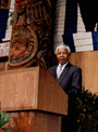 Nelson Mandela delivers a speech in 2001