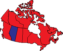 The province of Alberta highlighted within the map of Canada