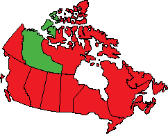 Territoires du Nord-Ouest mis en évidence sur la carte du Canada