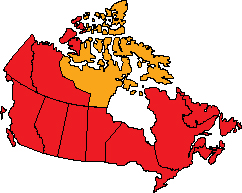 The Nunavut territory highlighted within the map of Canada