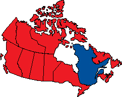 The province of Quebec highlighted within the map of Canada