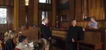 Five students acting in a mock trial at the Supreme Court of Canada