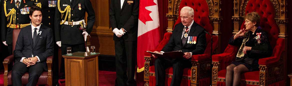 Prime Minister of Canada Justin Trudeau and the Right Honourable David Johnston, Governor General of Canada