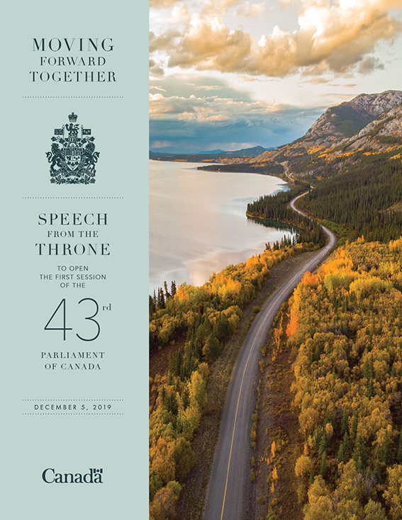 Cover of the print version of the 43rd Speech from the Throne