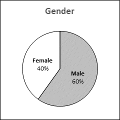This pie chart presents data for gender.