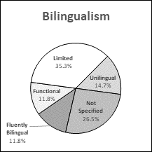 This pie chart presents data for bilingualism representation in Newfoundland and Labrador.