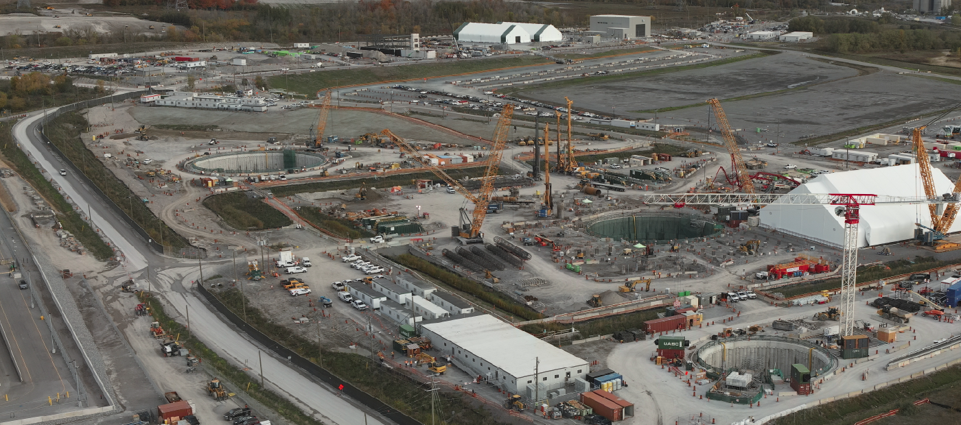 An aerial view of the construction site