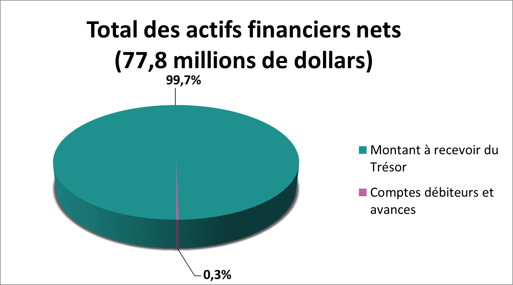 un diagramme circulaire montrant la répartition du total des actifs financiers nets
