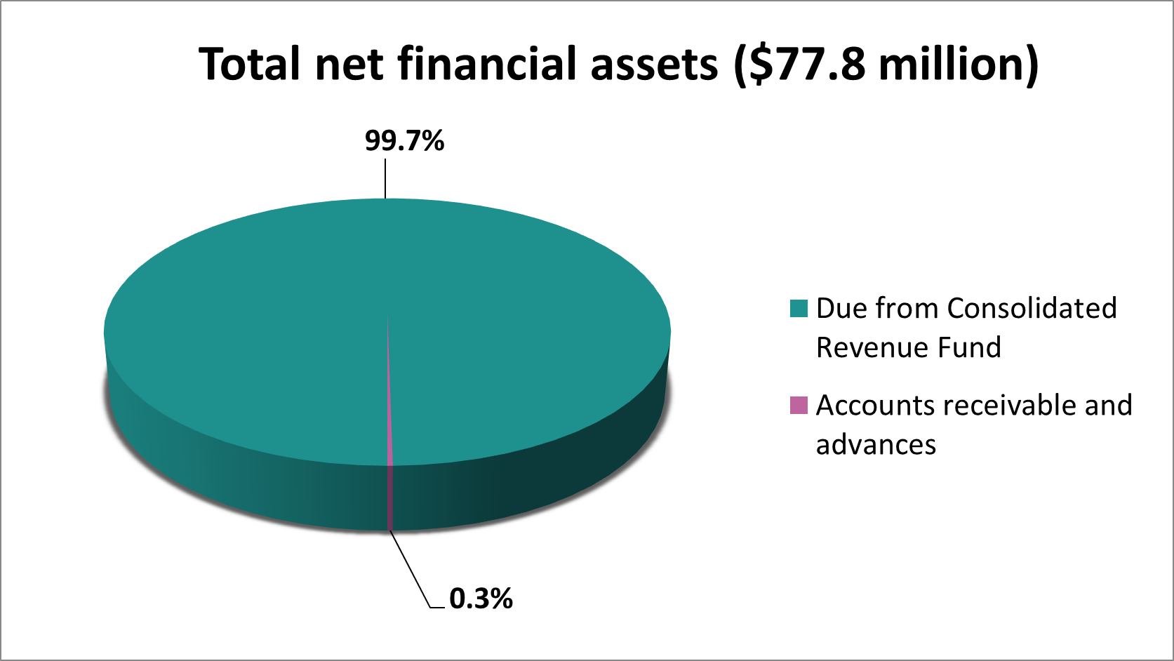 a pie chart showing a breakdown of total net financial assets 