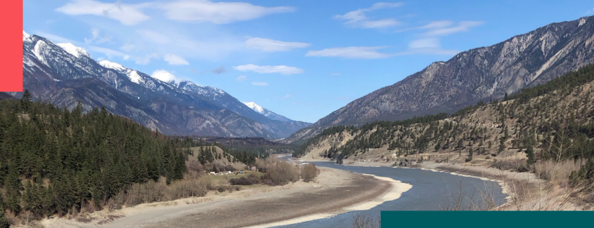 Banner image shows the landscape of two mountains in the village of Lytton, B.C. which was impacted by the wildfires.