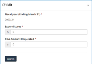 Screenshot - Edit fiscal year