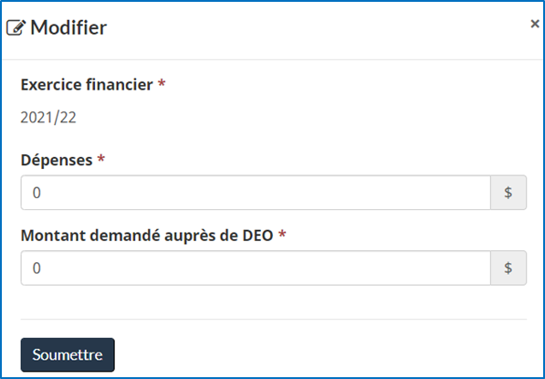 Capture - Modifier l’exercice financier
