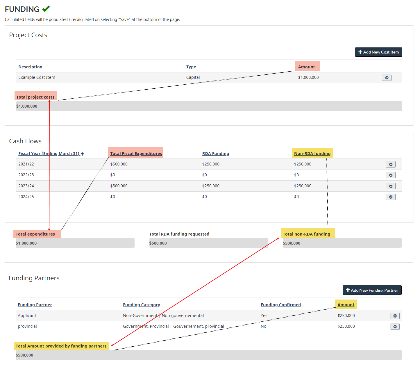 Screenshot - funding section