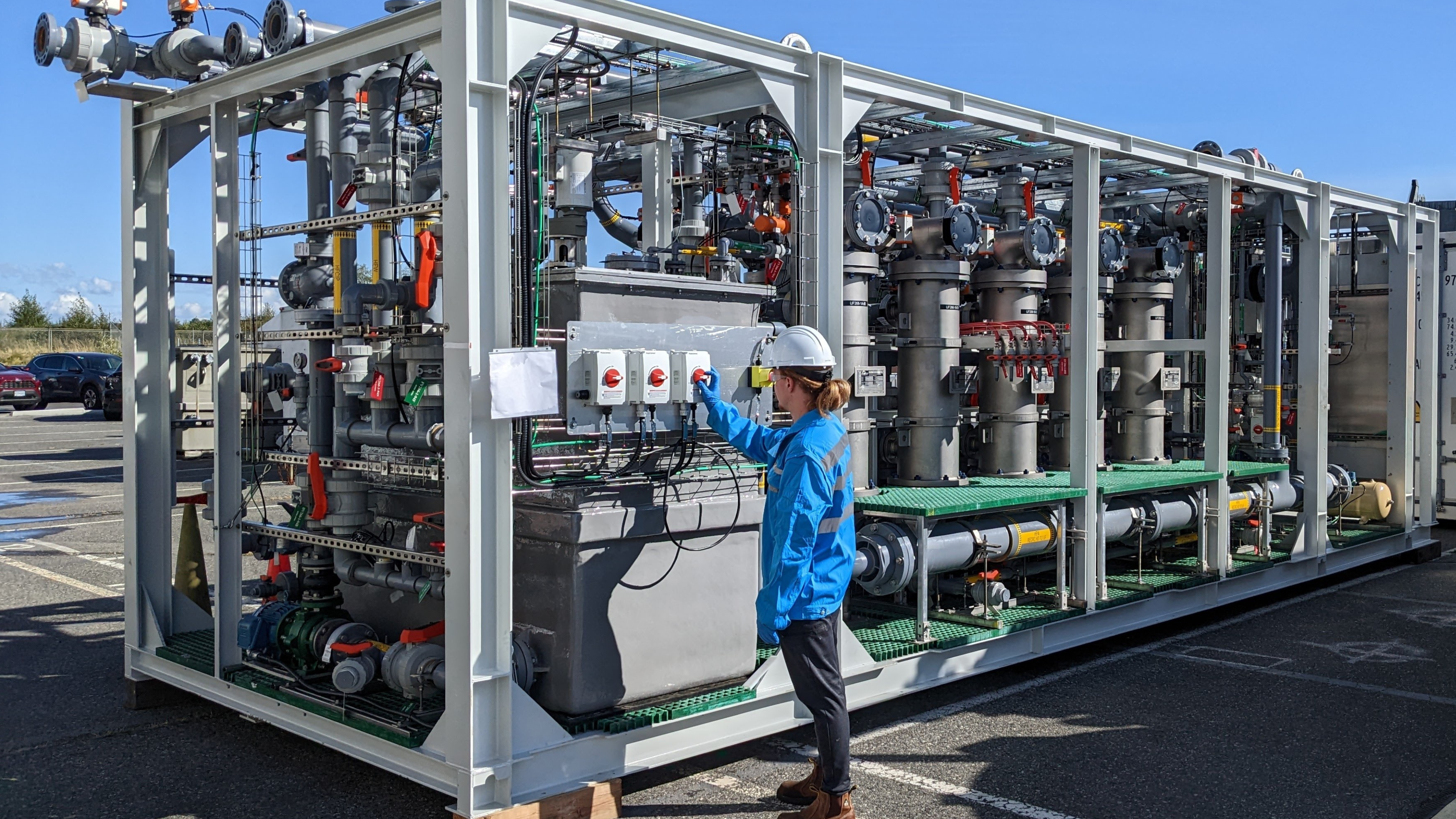 A Saltworks technician with an XtremeUF ultrafiltration system