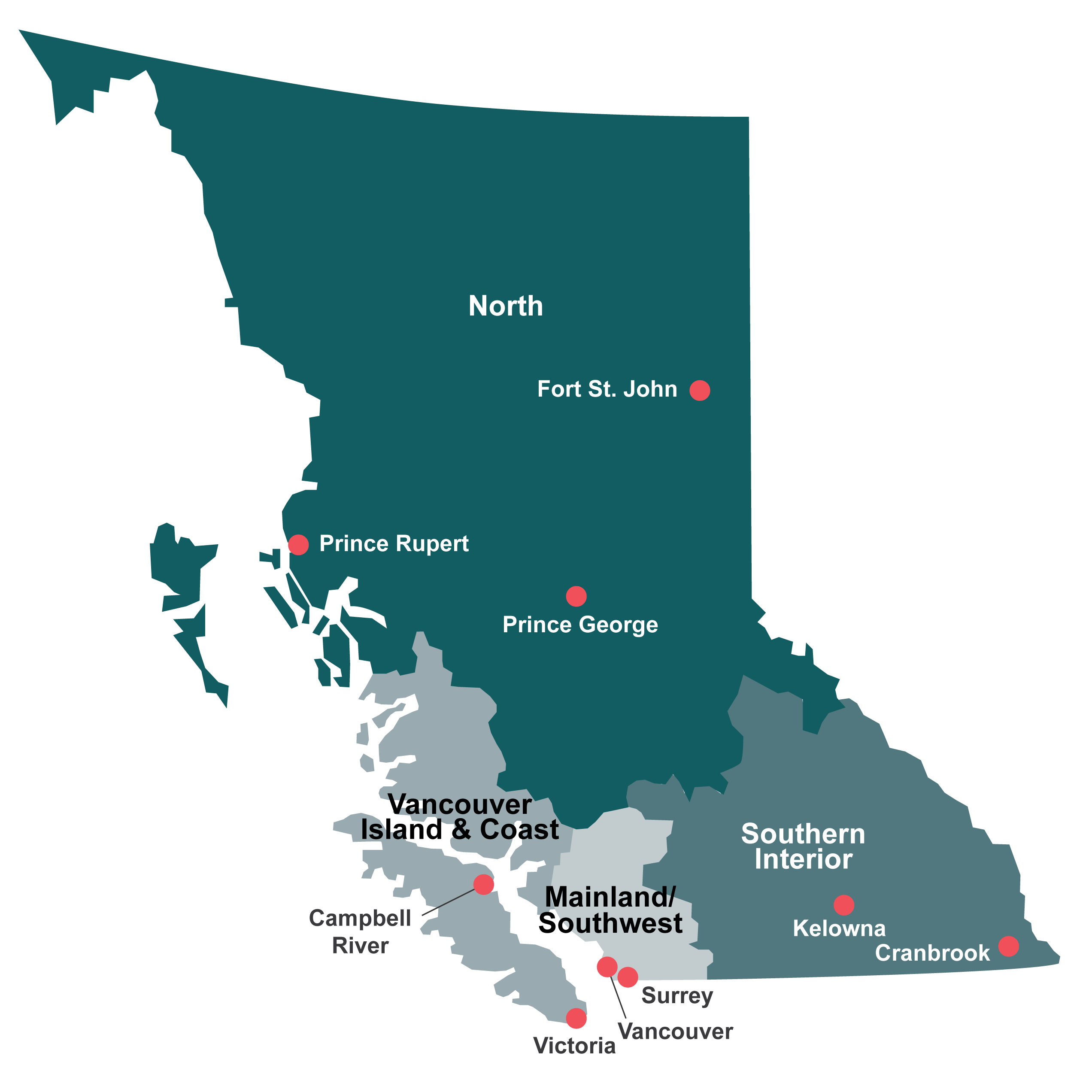 Image of Map of PacifiCan regions and offices