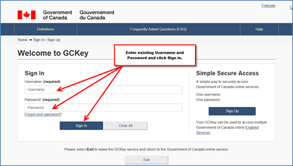 Figure 3: GCKey Sign-In Page 1
