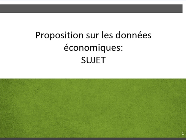 Diapositive 3-1. Proposition sur les données économiques: Sujet. Équivalent textuel ci-dessous.