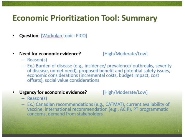 Slide 3-2. Economic Prioritization Tool: Summary. Text description follows.