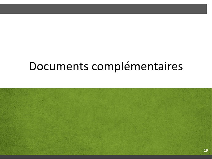 Diapositive 8-19. Documents complémentaires. Équivalent textuel ci-dessous.