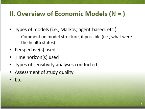 Slide 8-8. II. Overview of Economic Models (N =). Text description follows.