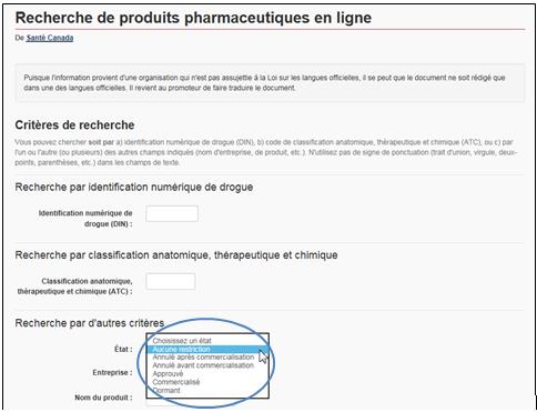 Recherche de produit pharmaceutiques en ligne - Étape 1