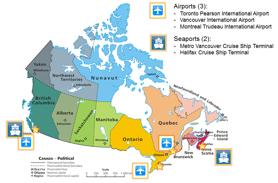 Figure 7: IHR designated points of entry in Canada