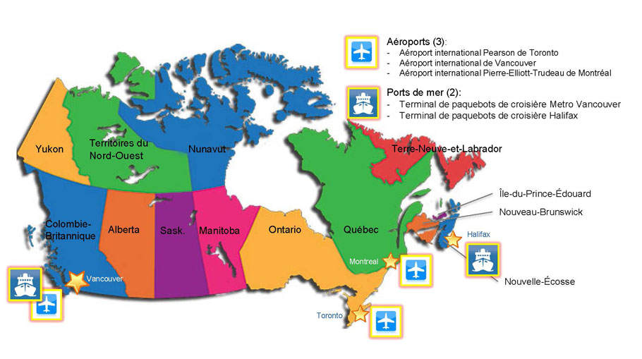 Figure 7: Points d'entrée désignés par le RSI au Canada