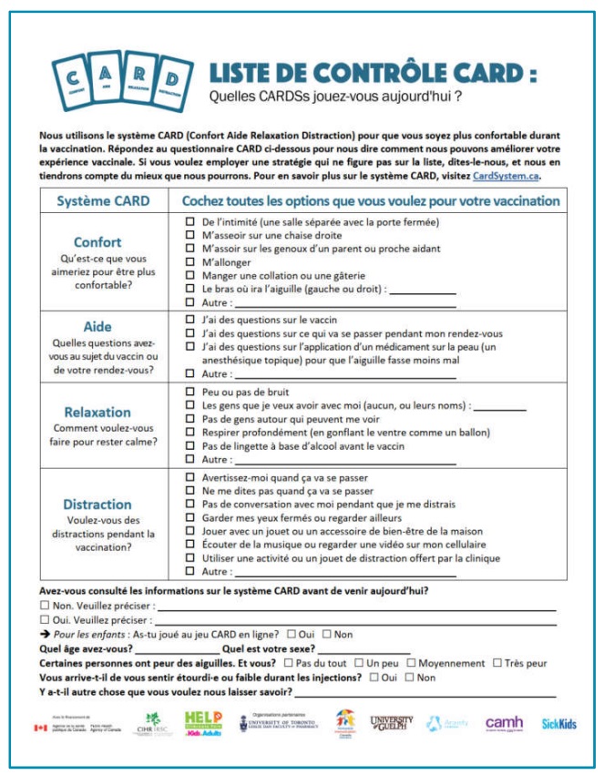 Figure 8. Liste de contrôle CARD