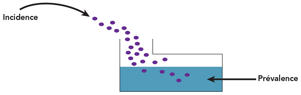 Figure 1 – Illustration de la prévalence et de l'incidence. La description textuelle suit.