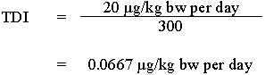 The equation used to calculate the tolerable daily intake of benzo[a]pyrene under the non-cancer risk assessment