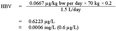 The equation used to calculate the health based value under the non-cancer risk assessment