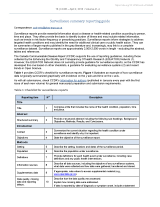 Surveillance summary reporting guide