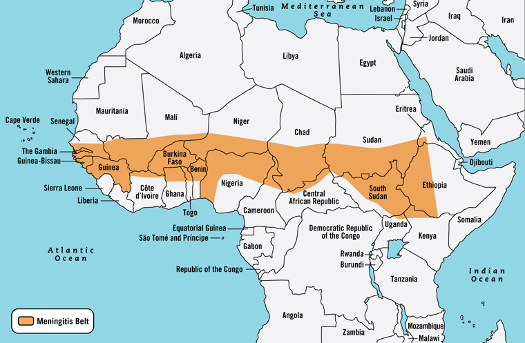 Figure 1: Map of African Meningitis Belt