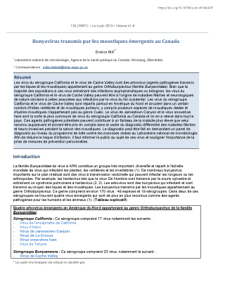 Bunyavirus transmis par les moustiques émergents au Canada