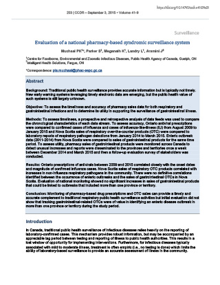 Evaluation of a national pharmacy‐based syndromic surveillance system